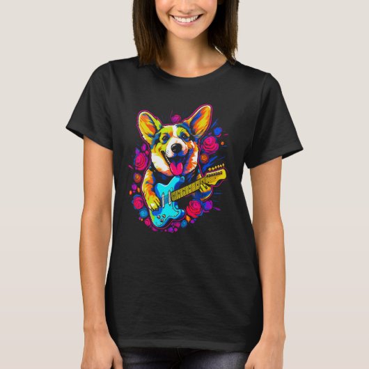 Dog Welsh Corgi Musician T-shirt (Voorkant)