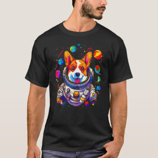 Dog Welsh Corgi Planet Space Astronaut T-shirt