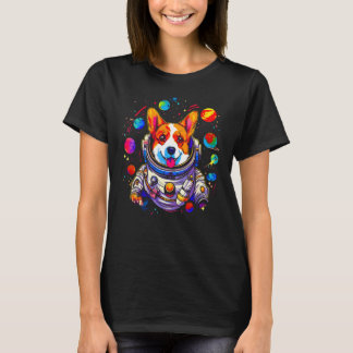 Dog Welsh Corgi Planet Space Astronaut T-shirt