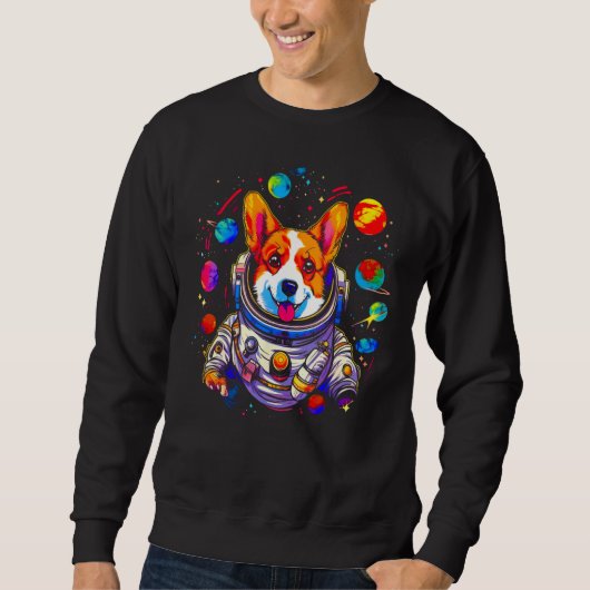 Dog Welsh Corgi Planet Space Astronaut Trui (Voorkant)
