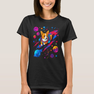 Dog Welsh Corgi Space Planet Universe T-shirt