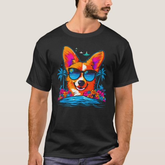 Dog Welsh Corgi Summer Vibe T-shirt (Voorkant)