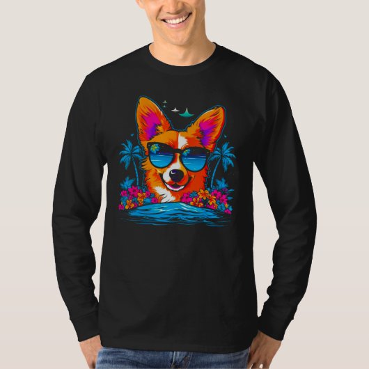 Dog Welsh Corgi Summer Vibe T-shirt (Voorkant)