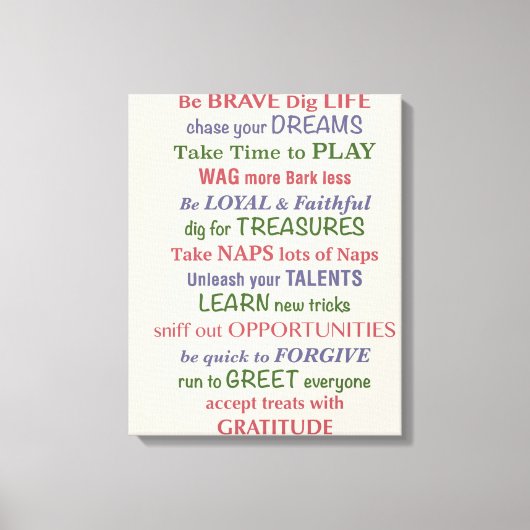 Dog Wisdom Quote Canvas Afdruk (Voorkant)