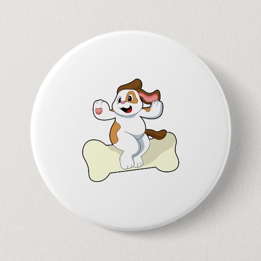 Dog with Bone Ronde Button 7,6 Cm (Voorkant)