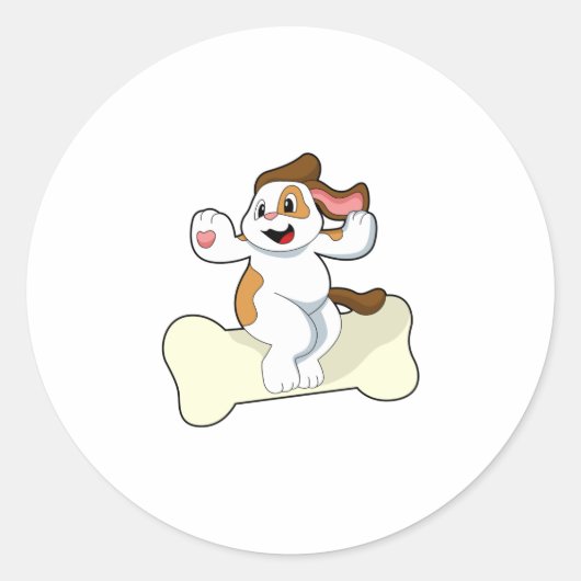 Dog with Bone Ronde Sticker (Voorkant)