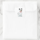 Dog with Bone Vierkante Sticker (Tas)