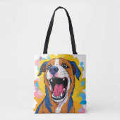 Dog with Paint Splatter Print Smiling Dog Design Draagtas (Voorkant)