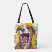 Dog with Paint Splatter Print Smiling Dog Design Draagtas (Achterkant)