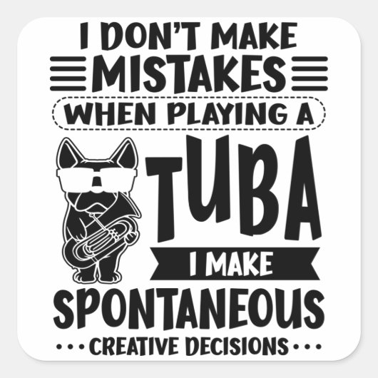 Dog With Tuba Music Tuneut Tubist Tuba Vierkante Sticker (Voorkant)