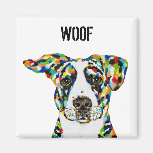 Dog Wof Magnet Magneet (Voorkant)