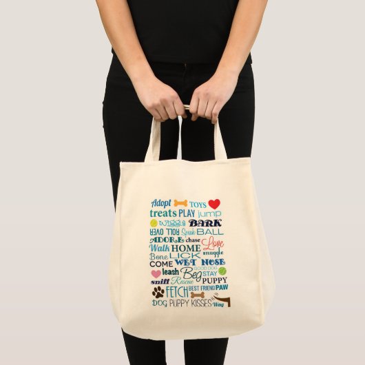 Dog Words Bag Tote Bag (Voorkant (product))