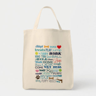 Dog Words Bag Tote Bag