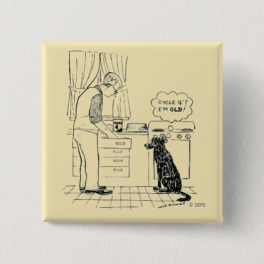 Dog wordt ouder vierkante button 5,1 cm (Voorkant)