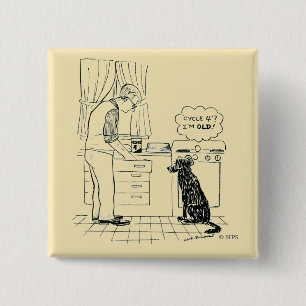 Dog wordt ouder vierkante button 5,1 cm