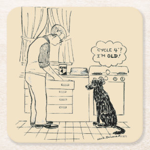 Dog wordt ouder vierkante kartonnen onderzetter