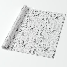 Dog Wrapping Paper - ontwerp voor zwarte en witte 