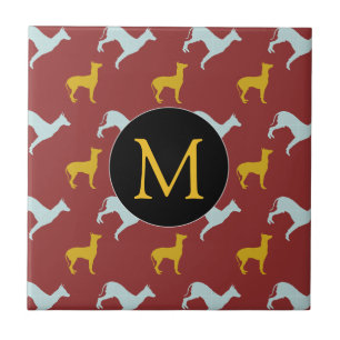 Dog Year 2018 Zodiac Birthday Monogram Tegel Tegeltje