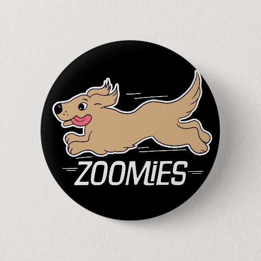 Dog Zoomies Funny Black Ronde Button 5,7 Cm (Voorkant)