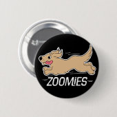 Dog Zoomies Funny Black Ronde Button 5,7 Cm (Voorkant /achterkant)
