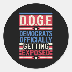 Doge Anti-Government Efficiency US Flag GR Ronde Sticker