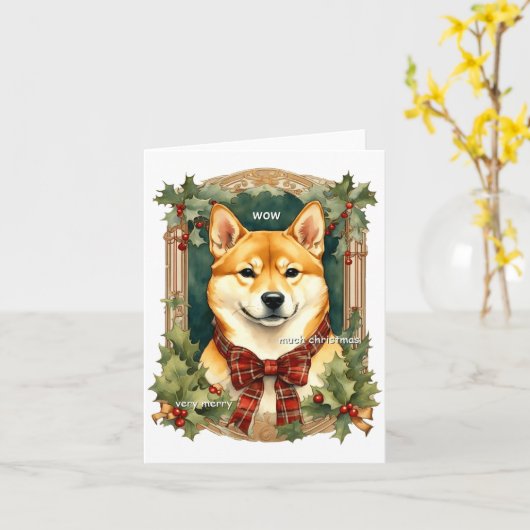 Doge Christmas Swea Shiba Inu Mens Long Kaart (Gele Bloem)