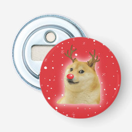 Doge Dogright Doggo Dog kerstmis Kaart red Button Flesopener