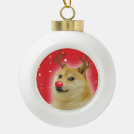 Doge Dogright Doggo Dog kerstmis Kaart red Keramische Bal Ornament