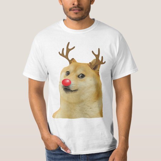 Doge Dogright Doggo Dog kerstmis Kaart red T-shirt (Voorkant)