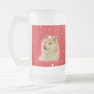 Doge Dogright Doggo Hond Kerst Meme Kaart rood Matglas Bierpul