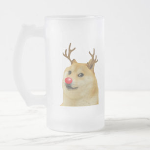 Doge Dogright Doggo Hond Kerst Meme Kaart rood Matglas Bierpul