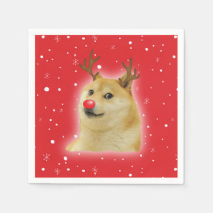 Doge Dogright Doggo Hond Kerst Meme Kaart rood Servet