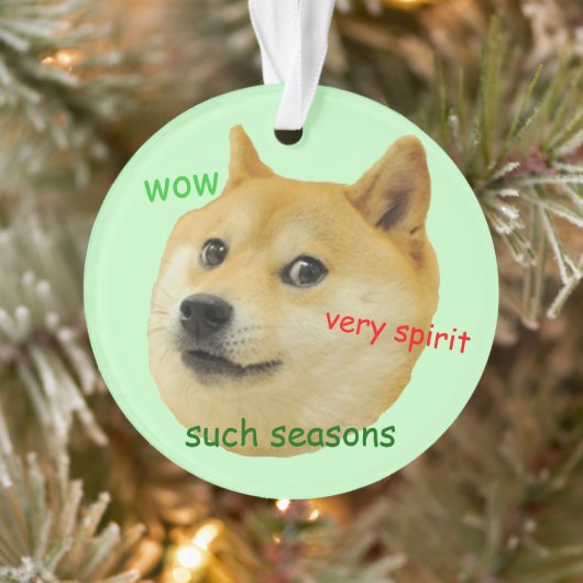 Doge Funny Meme Green Ornament (Boom)