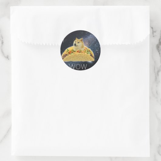 doge space taco meme classic round sticker (Tas)