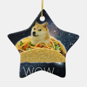 doge space taco meme keramisch ornament