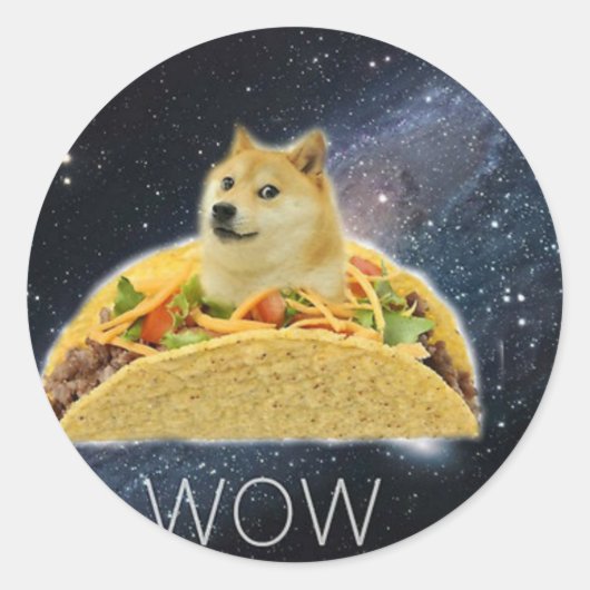 doge space taco meme ronde sticker (Voorkant)