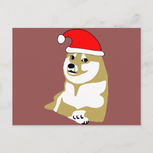 doge wow meme very xmas such hat many santa feestdagenkaart