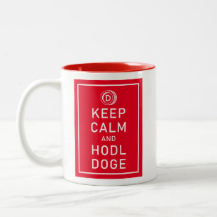 Dogecoin Blijf Kalm En Hodl Doge Crypto Grappig Tweekleurige Koffiemok