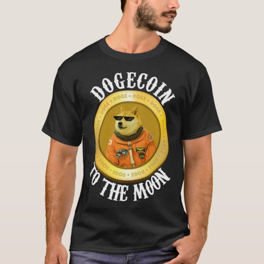 Dogecoin Cool Mannen Moon Astronaut Meme Crypto Do T-shirt (Voorkant)