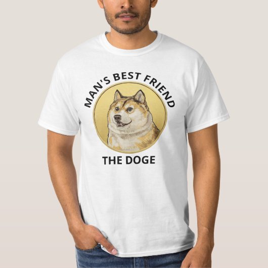 Dogecoin Dog gepersonaliseerd wit T-shirt (Voorkant)