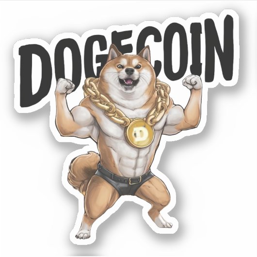 Dogecoin Dog Sticker (Voorkant)