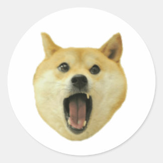 Dogecoin Doge Funny Face Dog Ronde Sticker