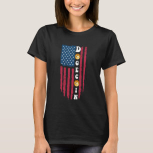 Dogecoin naar de maan Amerikaanse vlag Crypto Meme T-shirt