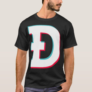 Dogecoin Social Media App blauw roze glitch modern T-shirt