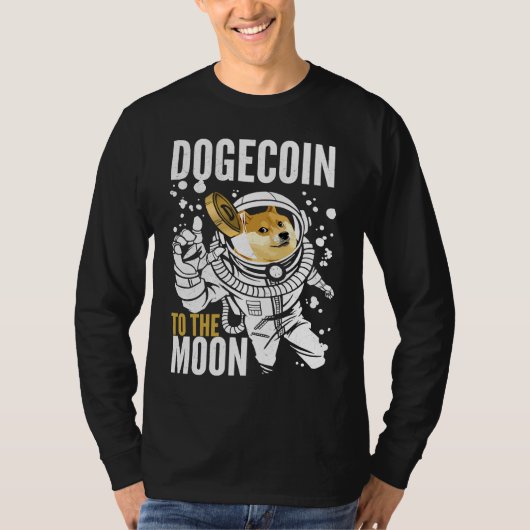 Dogecoin To The Moon Astronaut Doge Shiba T-shirt (Voorkant)