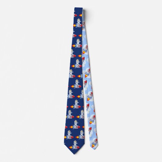 Dogehoek To The Moon Rocket Man Space Doge Crypto Stropdas (Voorkant)