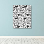 Doges et chats Cartoon" Toile (Insitu (Plancher de Bois))