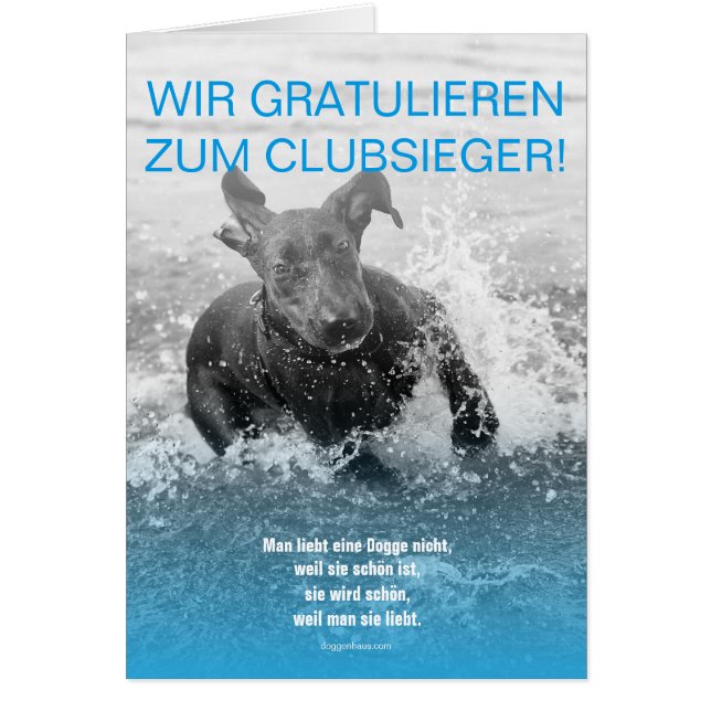 Doggen Sieger Grußkarte (Devant)