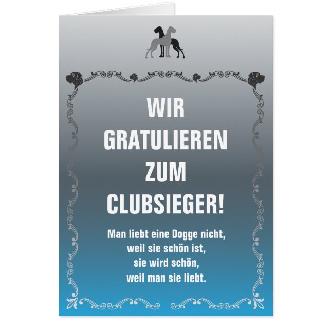 Doggen Sieger Grußkarte (Voorkant)