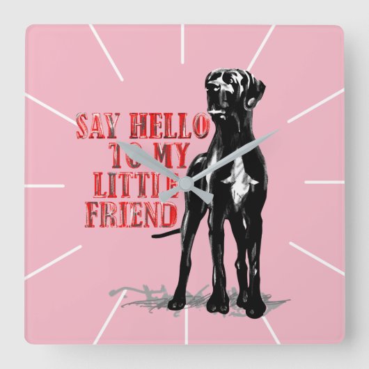 Doggen Wanuhr Lustig Vierkante Klok (Voorkant)